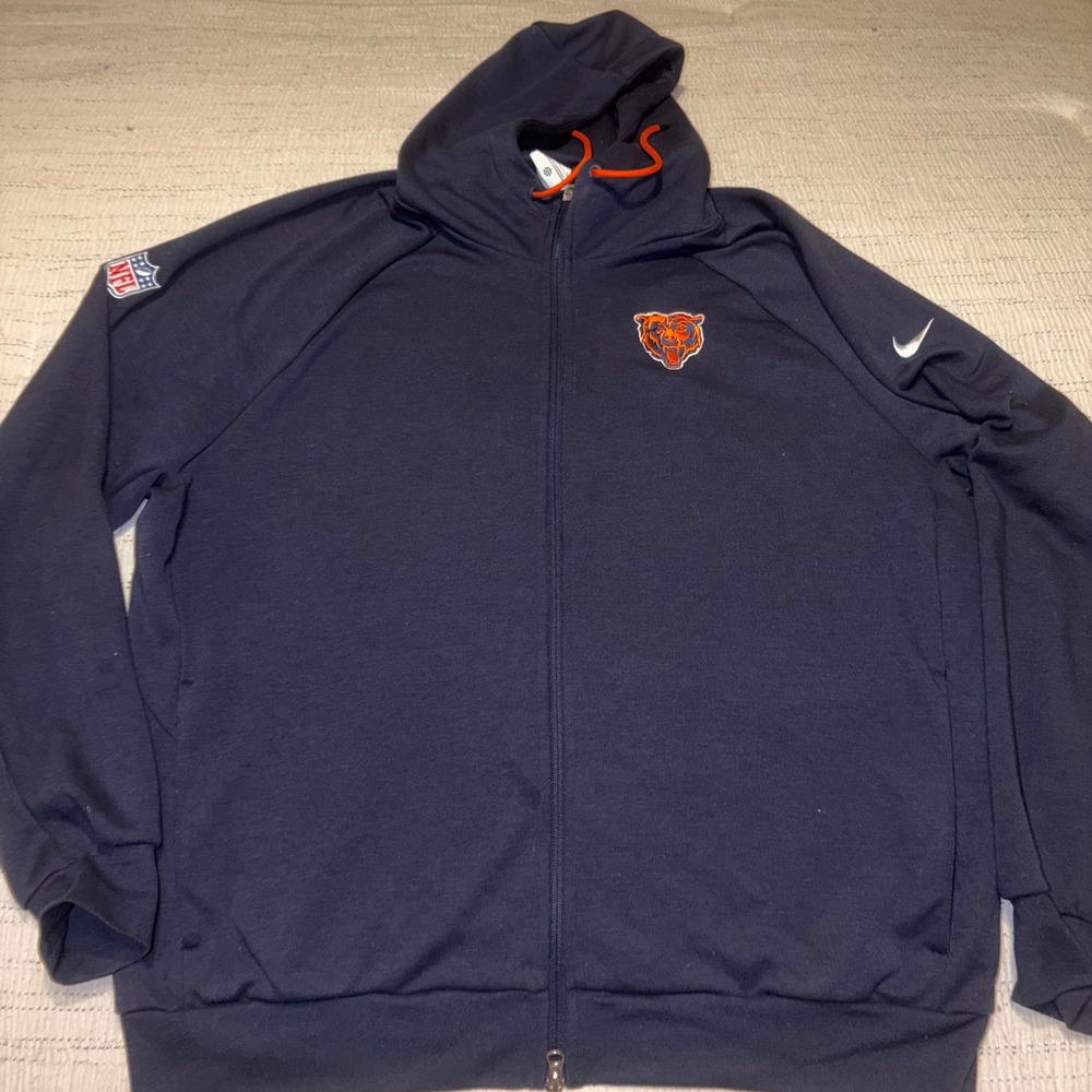 Nike Chicago Bears NFL Sideline Dri-FIT Full Zip Hoodie Mens XL Navy Blue
